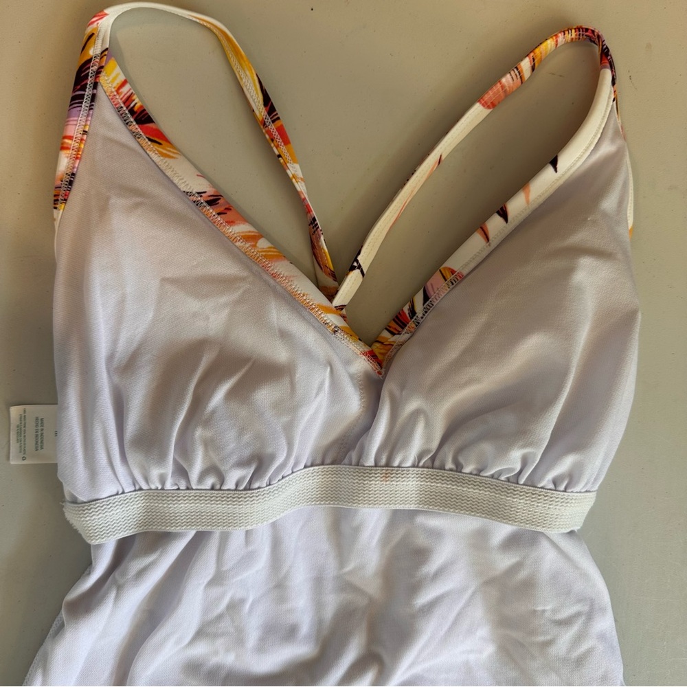 Kona Sol One Piece Swimsuit Womens Size Medium White Floral Swimsuit Adjustable - Picture 7 of 15